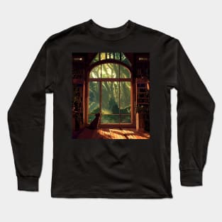 Cat inside house in forest Long Sleeve T-Shirt